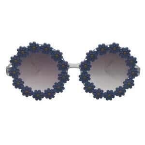 6194 | Round Blue Flower Novelty Sunglasses